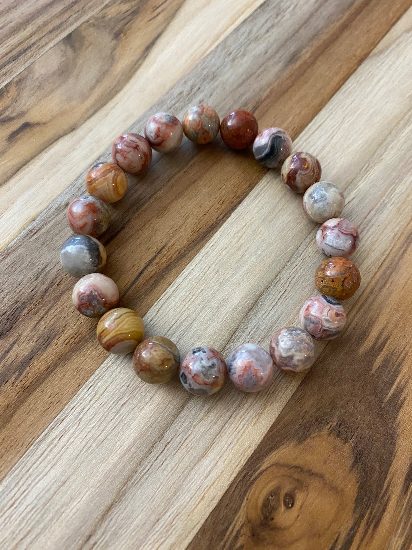 Red Crazy Lace Agate Beaded Bracelet