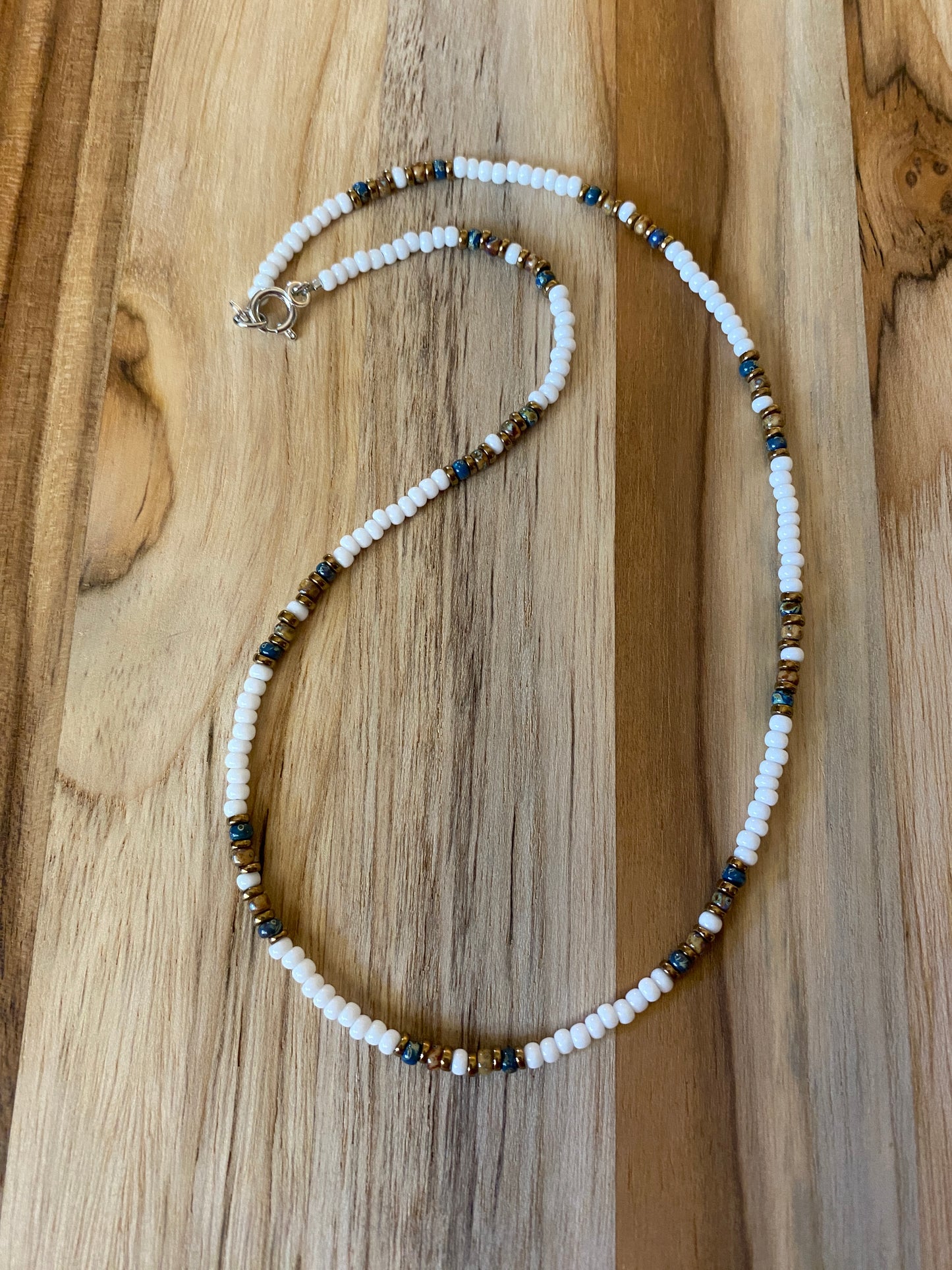 Dainty Minimalist White Seed Bead Beaded Necklace