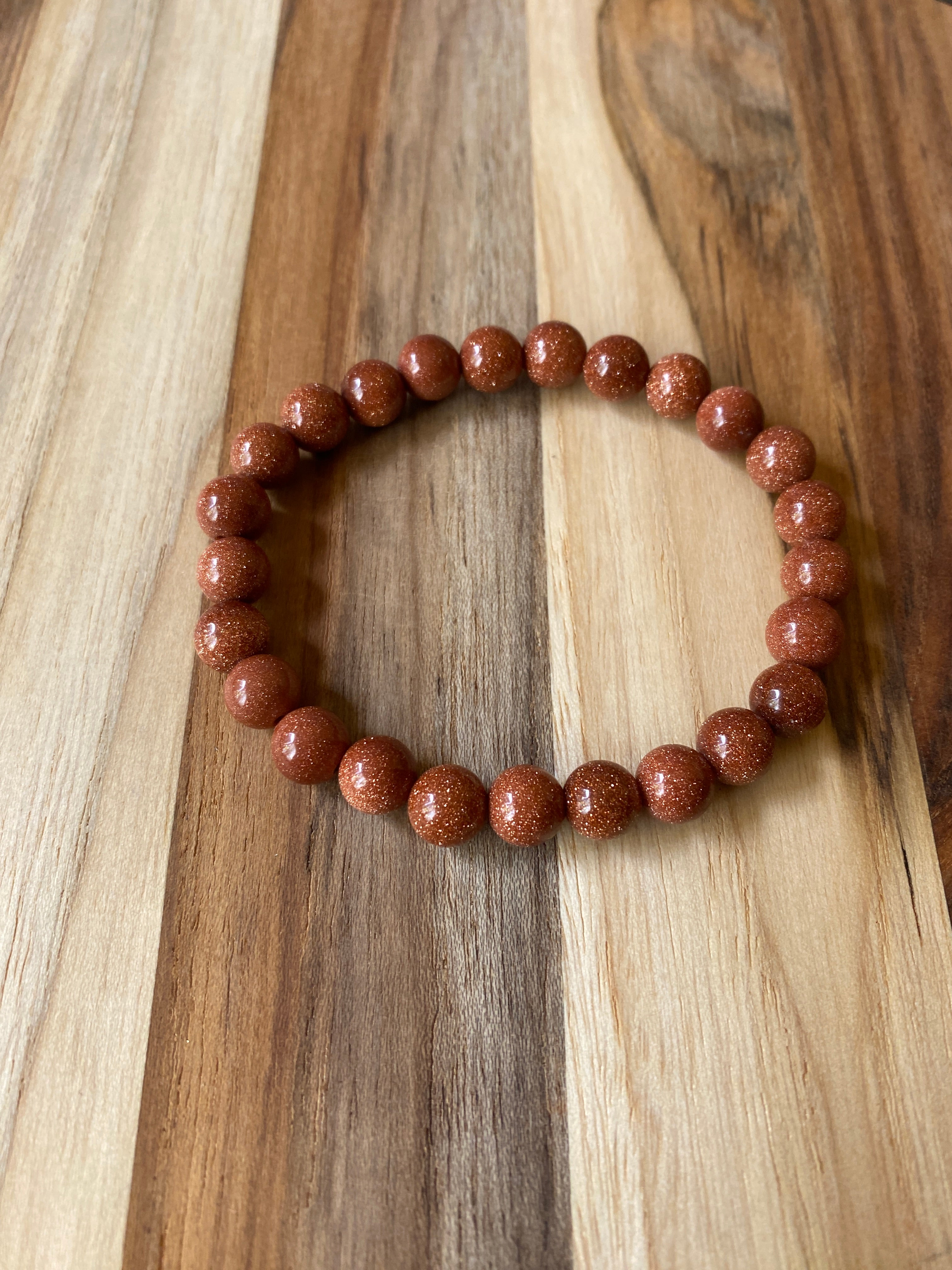Gold Sandstone Beaded Stretch Bracelet