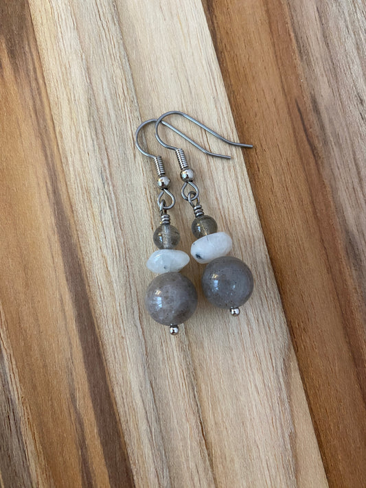 Labradorite & Moonstone Dangle Earrings - My Urban Gems