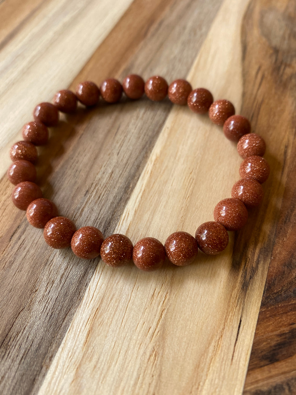 Gold Sandstone Beaded Stretch Bracelet