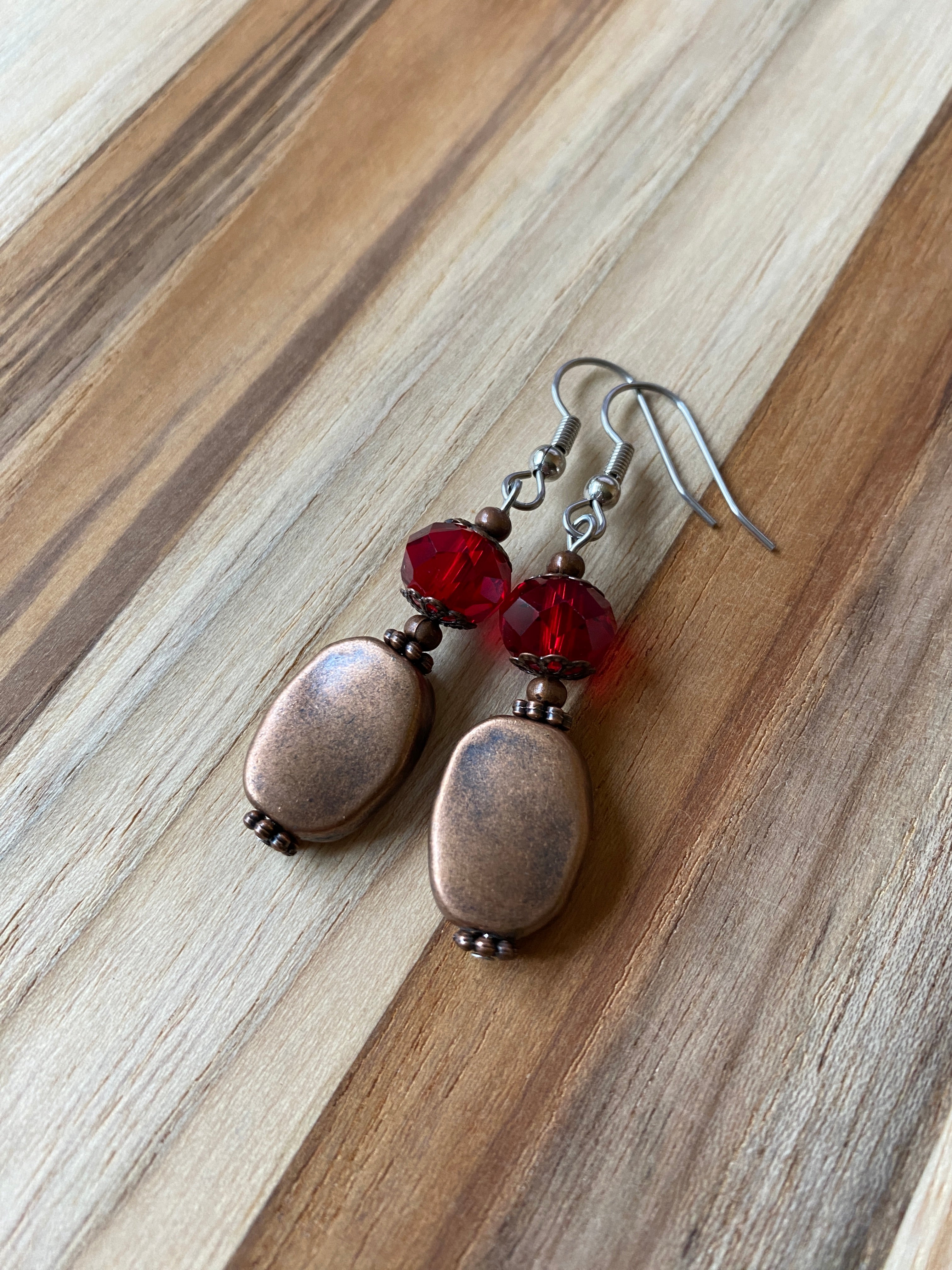 Copper & Red Crystal Earrings - My Urban Gems